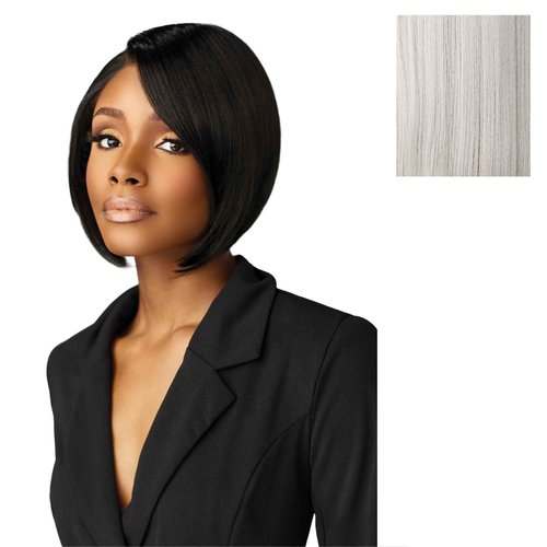 Sensationnel Chicbob Lace Frontwig - Bob Unit 4 Face Framing Glueless Wig Wide 5 Inch Deep Part Synthetic Preplucked Hairline (PLATINUMBLONDE)