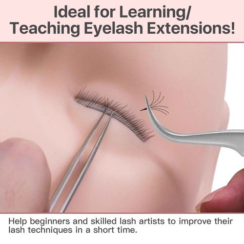 Pretty memory Lash Mannequin Head with 3 Lash Layers, Eyelash Mannequin Head Training Flat Make Up Manikin Cosmetology Mannequin Doll Face Head for Practice