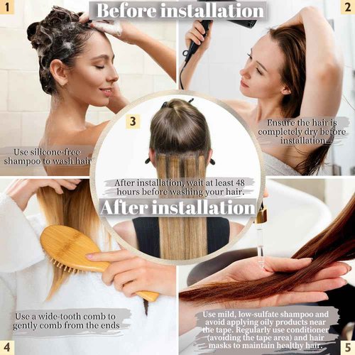 Tape in Hair Extensions Human Hair, 20pcs 14 Inch Natural Black Remy Hair Extensions Straight Human Hair Tape in Extensions Skin Weft Tape Extensions Human Hair (1B#,14 Inch)