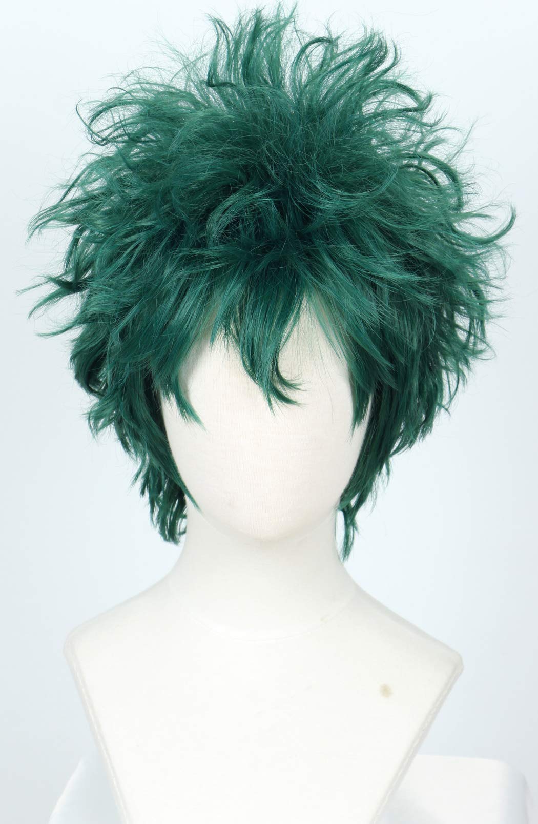 Linfairy Short Green Curly Wig Halloween Costume Cosplay Wig