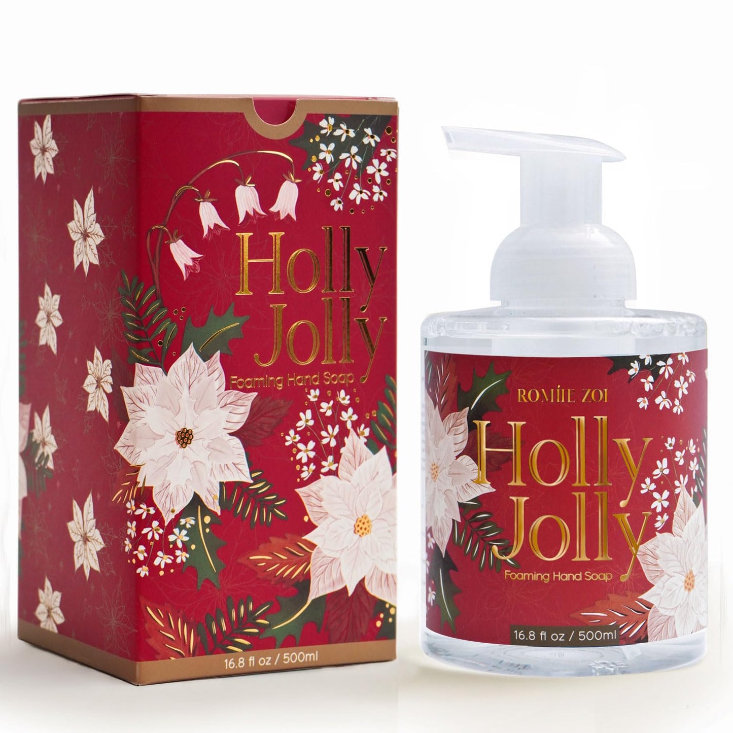 ROMIIE ZOI Christmas Foaming Hand Soap with Gift Box - Holly Jolly, Infused with Citrus & Pine Aroma - 500ml/ 16.8 fl. oz