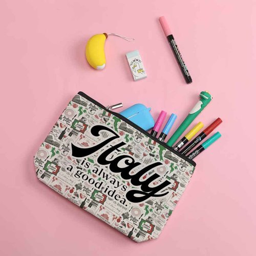 ZHAMEN Italy Travel Essentials Makeup Bag Italian Gifts Italy Decor Makeup Pouch Gifts for Travelers Travel Bag for Toiletries Honeymoon Gifts for Women Friends Coworkers Cosmetic Travel Bag