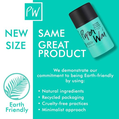 PiperWai Natural Deodorant w/Activated Charcoal | Odor Protection, Vegan, Aluminum Free, Shark Tank Product for Women & Men | Great for Travel, & Gifts | Scented Jar & Scented Stick Combo