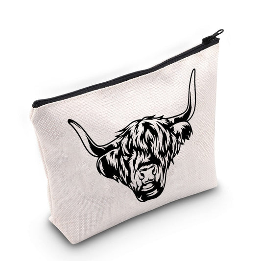 TOBGBE Cute Cow Makeup Bag Cow Farm Lover Gifts Country Lover Gifts Dairy Farm Gift Cow Zipper Makeup Bag (Cool Cow bag)