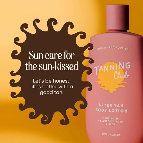 Tanning Club - After Tan Lotion - Hydrating Tan Extender with Hyaluronic Acid, Aloe, and Shea Butter - Nourishing Body Moisturizer for Sun-Kissed Skin - 150 mL
