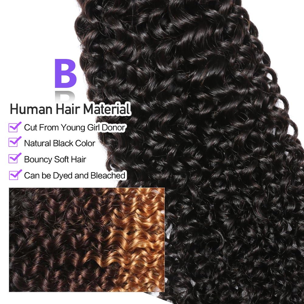 Curly Bundles Human Hair 3 Bundles 12A Grade Virgin Hair Weave Bundles Jerry Curly Wave 100% Unprocessed Hair Extensions Natural Black Color 18 20 22 inch 285g/pc