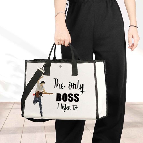 JNIAP Singer Fans Cosmetic Makeup Bag Rock Music Lover Gifts The Only Boss I Listen To Music Zipper Pouch Bag Singer Merchandise (only boss tote)