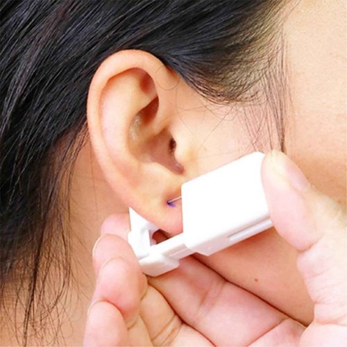 SLVIEKAE Ear Piercing Kit, Disposable Ear Piercing Gun with Preloaded Ear Stud, at Home Self Ear Piercing Gun Kit - 4mm CZ Earrings Stud