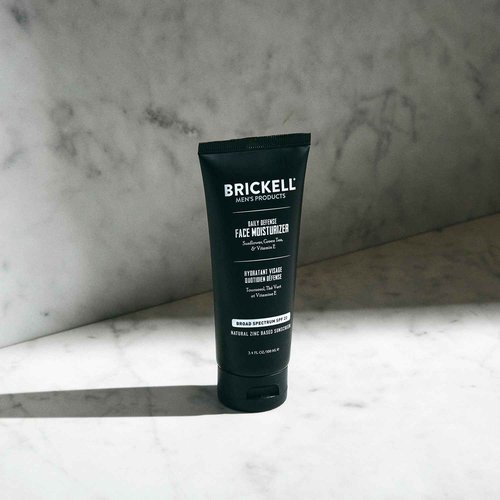 Brickell Men's Daily Defense SPF20 Face Moisturizer for Men, Natural & Organic, Zinc Oxide Face Moisturizing Mineral Sunscreen, Hydrates & Protects Skin Against Harmful UVA/B rays, 3.4oz, Unscented