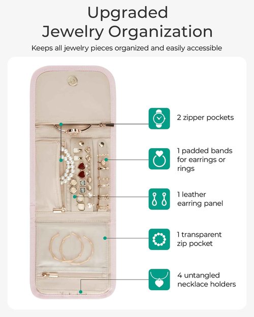 BAGSMART Travel Jewelry Case + Travel Makeup Bag