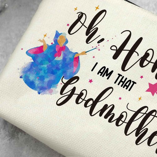 Decohim Makeup Bag Cosmetic Bag for Women Funny Godmother Gift Godmother Proposal Pregnancy Announcement Birthday Wedding Mothers Day Christmas Gifts for Godmom Fairy Fans I'm That Godmother