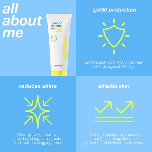 Dermalogica Clear Start Clearing Defense SPF30 (2 Fl Oz) Sunscreen Moisturizer for Acne Prone Skin with Vitamin C - Lightweight and Mattifying, Helps Reduce Shine