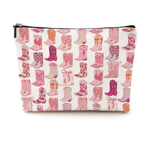 Western Makeup Bag Western Gifts for Women Western Stuff Country Girl Gifts Cowgirl Gifts Boots Gifts Pink Cowboy Boots Gifts Birthday Christmas Friend Gifts Western Cosmetic Bag