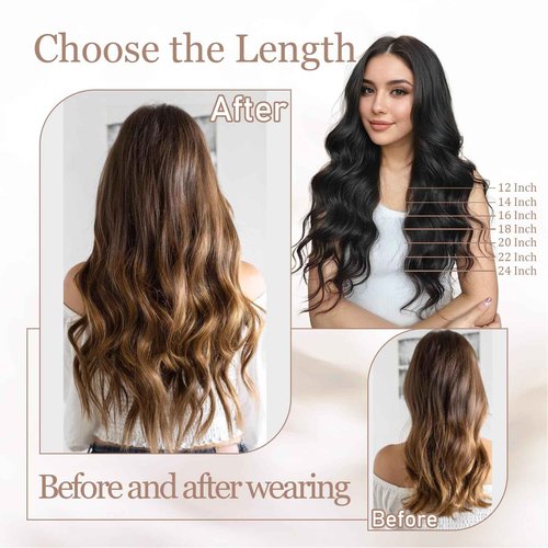 Lveyan Tape in Hair Extensions Human Hair, 14 Inch Dark Brown to Chestnut Brown/Dark Brown Remy Human Hair Skin Weft 20pcs 40g/pack Invisible Tape in Hair Extensions (#T2-P6/2, 14 Inch)