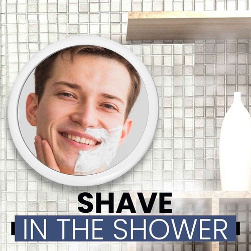 MIRRORVANA 3X Magnifying Round Shower Mirror for Fogless Shaving with Strong and Sticky Suction Cup, Shatterproof Surface and 360° Swivel - 6.7" Diameter