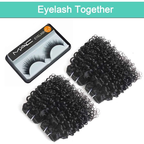 JTdebade Curly Wave Human Hair bundles 10+12 Inch 12A Grade Brazilian 100% Virgin Hair Weave Bundles Human Hair for Black Women (10'' 10'' 12'' 12'')