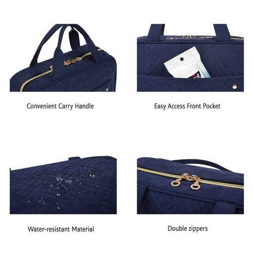 BAGSMART Toiletry Bag Travel Bag with Hanging Hook, Water-resistant Makeup Cosmetic Bag Travel Organizer for Accessories, Shampoo, Full Sized Container, Toiletries, Large-Blue