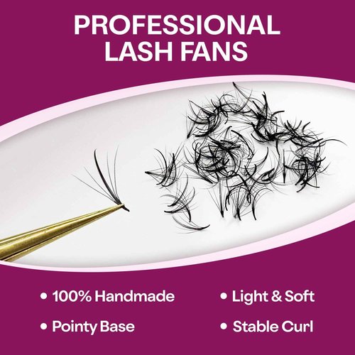 GLAMGAZE 750 Wispy Promade Fans - 5D C Curl 0.07mm Thickness 11-13mm Mixed Length - Handmade Wispy Eyelash Extensions Loose Premade Lash Fans Soft Spikes Volume Lash Natural Look