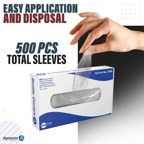 Dynarex Wash Bottle Bags - Disposable Sleeve Covers for Tattoo Squeeze Bottle - Sterile Pouches for Full Coverage - Large Size, Box of 500