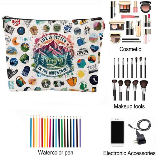 NONETH Hiking Gifts for Women, Hiking Gear, Hiking Accessories, Hiking Makeup Bag for Hiker Camper Mountain Nature Lover Gift Camping Gift