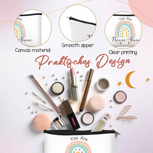Hushee 60 Pcs Rainbow Makeup Bags Sets Inspirational Gifts Bulk for Women Motivational Cosmetic Bags Silicone Keychain Rainbow Lipstick Holder Teacher Appreciation Gift for Birthday Graduation