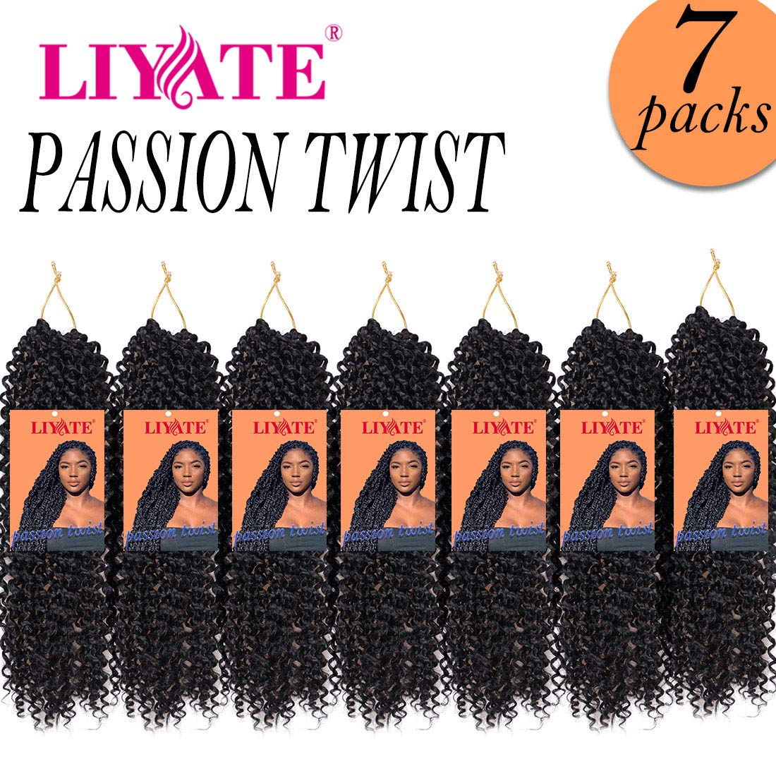 Passion Twist Hair 14 Inch Water Wave Crochet Hair for Women Curly Bohemian Braiding Hair Extensions Crochet Braids 7 Packs 1B