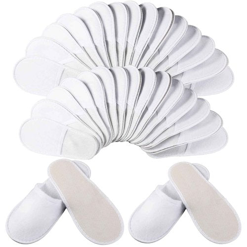 Geyoga 30 Pairs Disposable Spa Slippers for Guest Non Slip House Hotel Closed Toe Indoor Slipper for Men Women Home Wedding Travel, 2 Size(White)