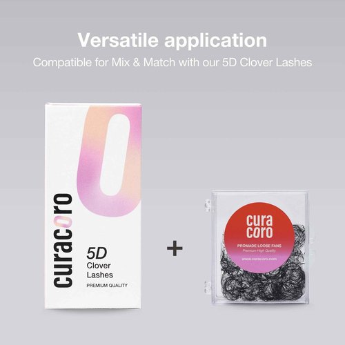 Curacoro 5D W-Shaped Clover Eyelashes Extension | 0.07mm Thickness | C/CC/D Curl | 8mm-15mm Mixed & Single Length | Individual Eyelash Extensions | Easy Application & Long Lasting (0.07 CC, 8mm-15mm)
