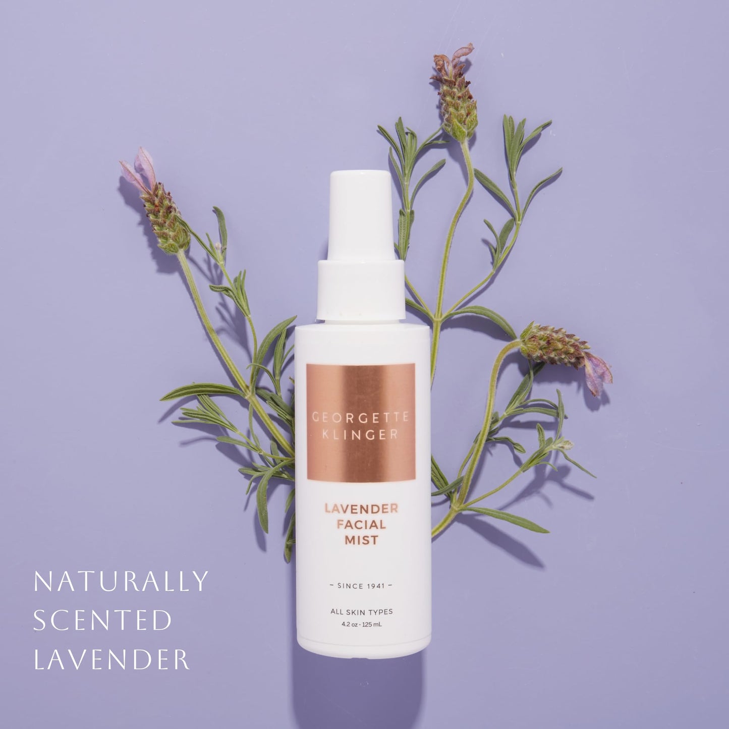 Georgette Klinger Lavender Facial Mist - Moisturizing and Long-Lasting Facial Spray with Aromatherapy, Antioxidants, and Skin-Plumping, Makeup Setting for Dewy, Hydrated Skin - 4.2 oz