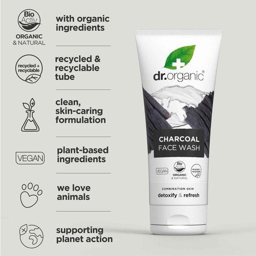 DR ORGANIC Charcoal Face Wash, 0.2429 kg,DR00545