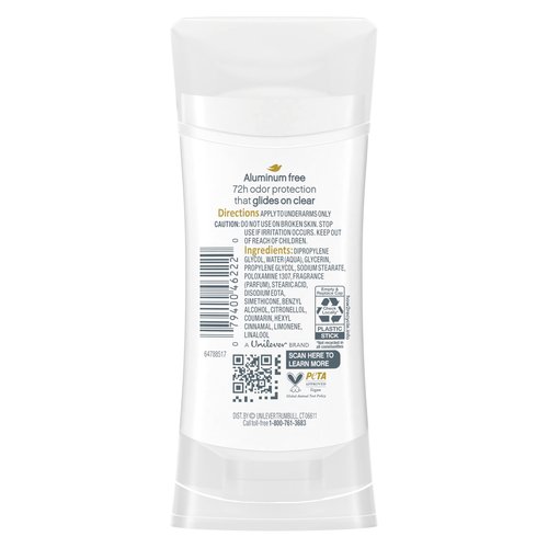 Dove Aluminum Free Deodorant for Women 4 Count Pomegranate and Lemon Verbena 72 hour odor protection 2.6 oz