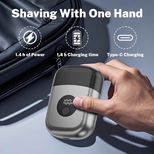 Electric Foil Shavers for Men, Mini Electric Razor for Face, IPX7 Waterproof Cordless Razor with Big LED Display & 3 Floating Blades, Wet Dry USB-C Fast Rechargeable for Travel & Home
