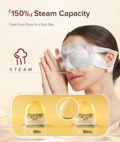 3D Self Heated Eye Mask for Dry Eyes with 100+ Soft Beads,Steam Eye Mask for Sleeping,Relaxation, Disposable, Spa, Travel Gifts for Women, Men 28 Packs