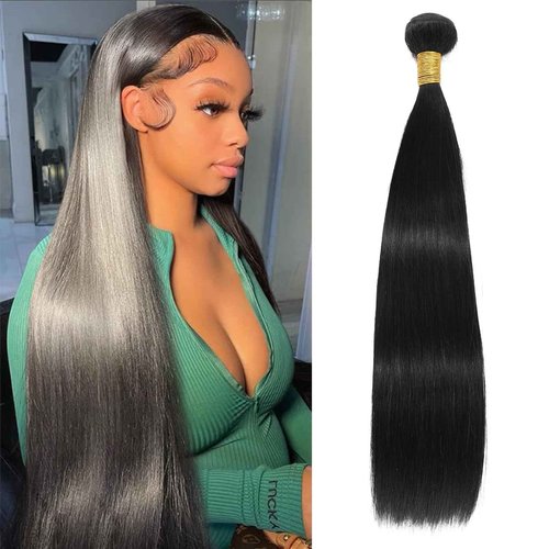 NROOEAY Straight Bundles Human Hair 24 inch 100% Unprocessed Brazilian Straight Hair Bundles 12A Remy Virgin Retain the Intact Cuticle, Long Lifespan