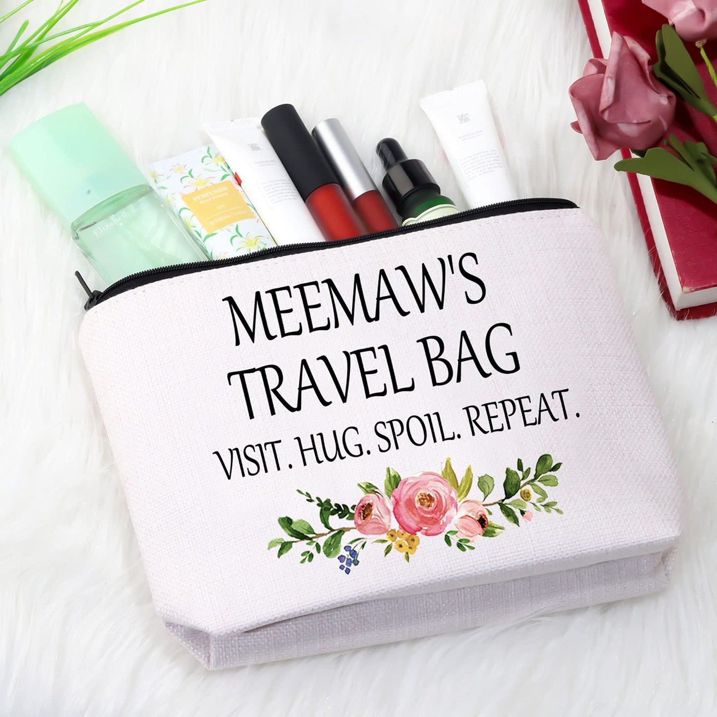 Meemaw Gift Grandmother Gift Mother Day Zipper Pouch Cosmetic Bag Birthday Gifts for Grandma (Meemaw's Travel Bag)