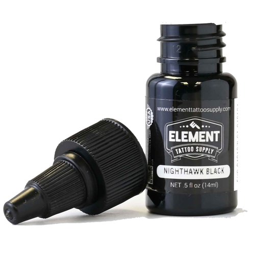 Element Tattoo Supply Tattoo Ink Black for Professional Tattooing on Human Skin – Solid Color Pigment for Lining, Shading, and Blending – Permanent Colored Ink Supply Bottle – Nighthawk – 1/2 oz