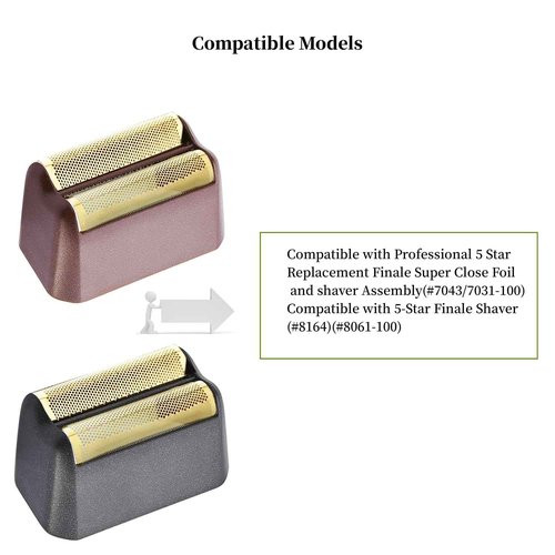 3 Pack Professional 5 Star Series Finale Shaver Replacement Foil and Cutter Bar Assembly Compatible with wahl Shaver Foil 7031-100, 7043-100 Super Close Shaving Replacement Heads，Black