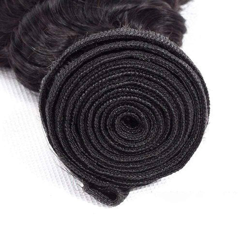 Deep Wave Human Hair Bundles 24 Inch Deep Single Bundle #1B Natural Black Human Hair Unprocessed Native Virgin Hair 100g Total Double Weft Crochet Human Hair Extensions for Women