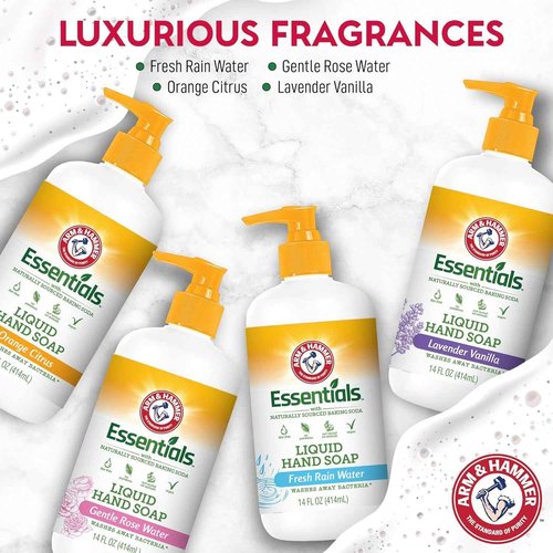 Arm & Hammer 6 Pack Liquid Hand Soap for Skin Cleaning - Cleanser for Kitchen & Bathroom with Gentle Rose Scent - Natural Hand Soap Cleanses, Softens 14 FL Oz (414ml)