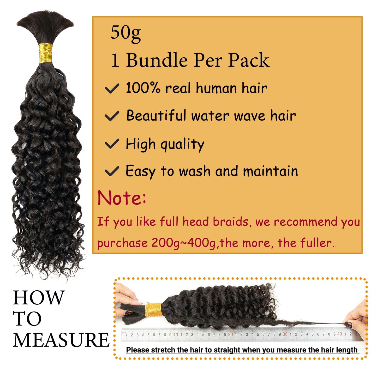 STAROCO Braiding Hair 24 Inch Water Wave Human Braiding Hair 50g(1Bundle/Pack) No Weft Brazilian Virgin Deep Wave Human Hair Extensions for Boho Braids Human Hair Braiding Hair