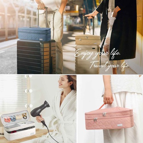 EPEDAL24 Dual Layer Travel Carrying Case, Quilted Shark Flexstyle Carrying Case for Revlon One-Step Hair Dryer/Hot Tool/Styler/Stylist, Compatible with Shark FlexStyle Attachments (Bag Only) Khaki