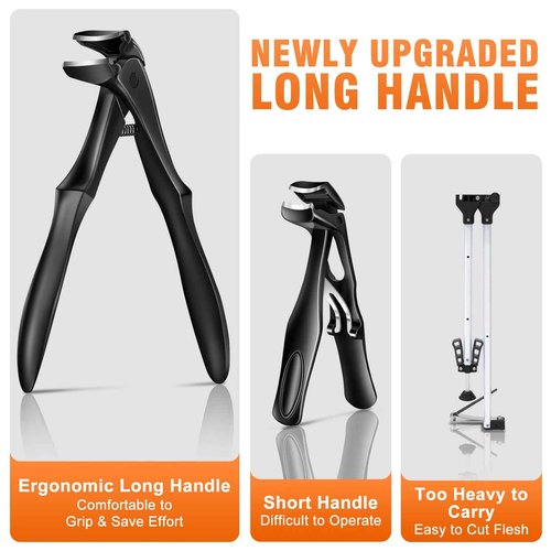 Toenail Clippers for Seniors Thick Toenails, Long Handled Angled Head Toe Nail Clippers for Thick Toenails with Wide Jaw Opening, Slanted Curved Blade Ingrown Toenail Clippers