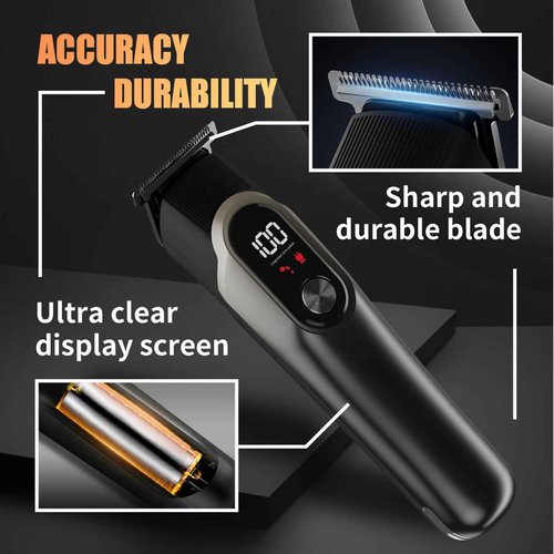 RUIBO Hair Clippers for Men Professional 5 in 1 Cord/Cordless Beard Nose Ear Body Grooming Hair Clipper Trimmer with Smart Charge Technology (Gray)