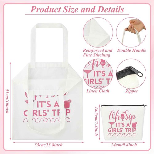 Clysee 8 Pcs Women's Trip Bags Girls Weekend Gifts 4 Makeup Bag Girls Trip Gifts 4 Weekend Tote Bag Travel Favors for Women Summer Cosmetic Zipper Pouch Wedding Birthday Bachelorette Party