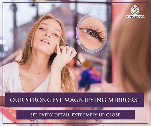 MIRRORVANA 20X & 10X Magnifying Mirror Set with 3 Suction Cups Each - Compact & Travel Ready Mirror for Makeup - Sizes: 6" and 4" Wide