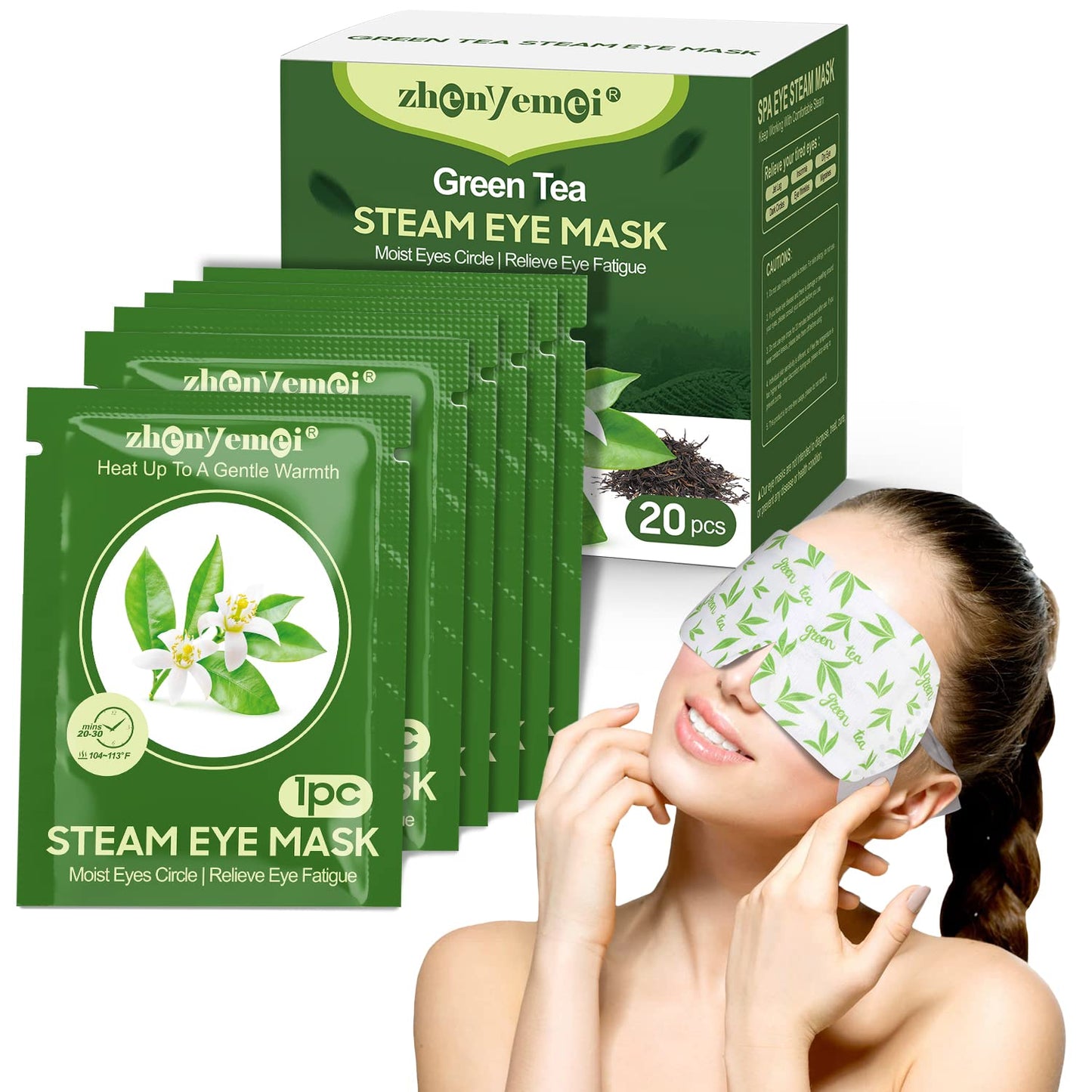 ZHENYEMEI Self Heating Warm Compress for Eyes | 6A Silk Cotton Material | Heated Eye Mask for Fast Relief of Dry Eyes | No Microwave Needed | Eye Treatment Products for Dry Eye Relief | 20 Count