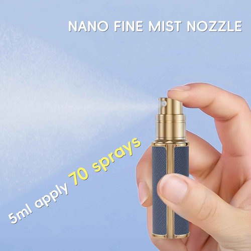 muilsae 5ml Perfume Spray Bottle, AG00DB Leather Refillable Dispenser Bottom Fill Fragrance Scent Container, Portable and Leak-proof Suitable for Traveling & Outgoing (Deep Blue 5ml)