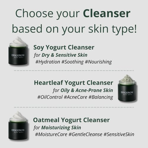 ERIGERON Snow Oatmeal Facial Cleansing Balm Cleanser, Rice Water, Greek Yogurt Cleanser, Black Soybeans, Green Tea, Face Mask, Face Scrubber, Blackhead Remover, Korean Skin Care (3.38 fl.oz.)