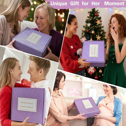 Self Care Gifts for Women, Birthday Gift Set Thinking of You Package Get Well Soon Gift Ideas Stress Relieve Relaxing Care Christmas Gift for Her Friends Mom Wife Bestie Gift Basket (Violet)