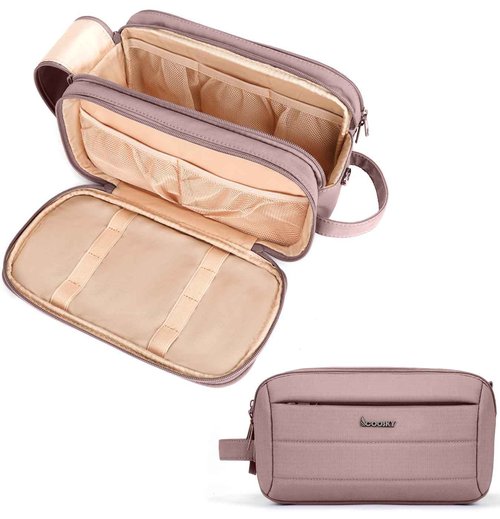 COOSKY Toiletry Bag for Men & Women, Cruise Ship Travel Essentials, Shaving Dopp Kit with Dry and Wet Separation, Water-resistant Bathroom Cosmetic Organizer Bag, Makeup Accessories, Dark Purple